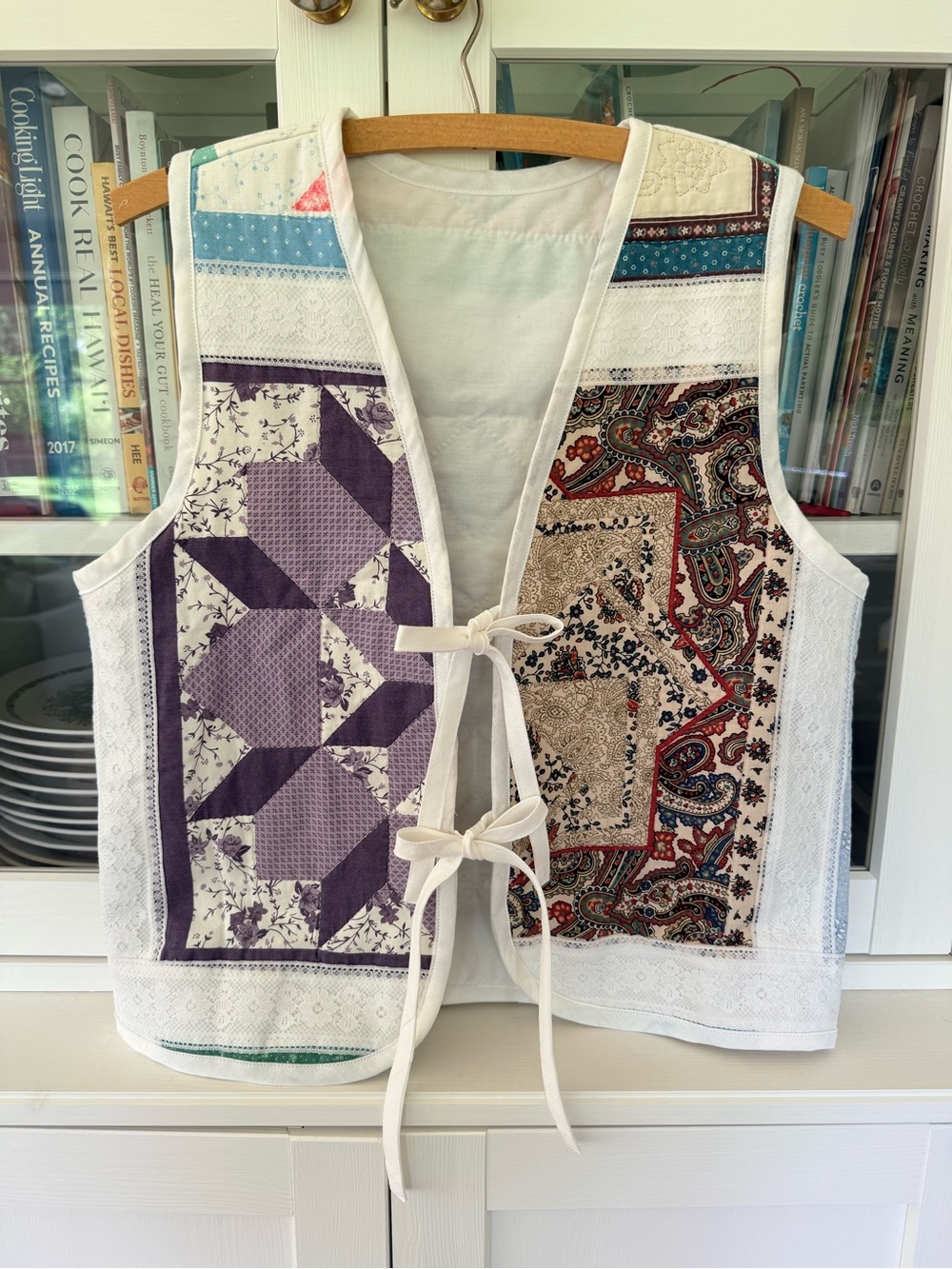 Patchwork Quilted Vest with Paisley and Geometric Panels